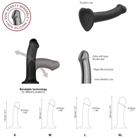 Silicone Bendable Dildo Double Density Black S Silicone Bendable Dildo Double Density Black S