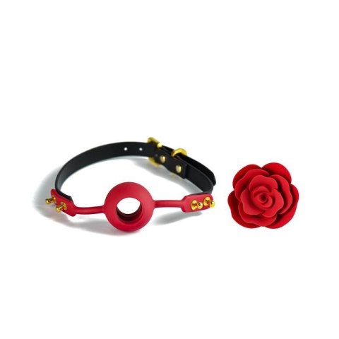 Silikonowy knebel w kształcie róży z czarnymi paskami Zalo & Upko Doll Series Rose Ball Gag Silikonowy knebel w kształcie róży z czarnymi paskami Zalo & Upko Doll Series Rose Ball Gag