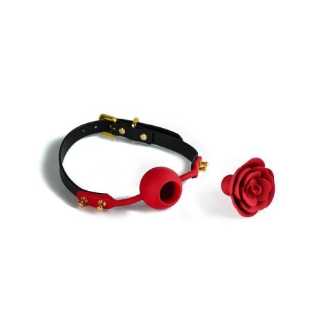 Silikonowy knebel w kształcie róży z czarnymi paskami Zalo & Upko Doll Series Rose Ball Gag Silikonowy knebel w kształcie róży z czarnymi paskami Zalo & Upko Doll Series Rose Ball Gag