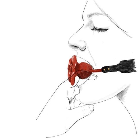 Silikonowy knebel w kształcie róży z czarnymi paskami Zalo & Upko Doll Series Rose Ball Gag Silikonowy knebel w kształcie róży z czarnymi paskami Zalo & Upko Doll Series Rose Ball Gag