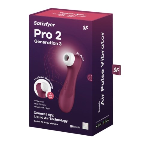 Stymulator łechtaczki z aplikacją – Satisfyer Pro 2 Gen 3 Connect (Wine Red) Stymulator łechtaczki z aplikacją – Satisfyer Pro 2 Gen 3 Connect (Wine Red)