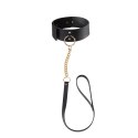 Szeroka obroża z paskiem – Bijoux Indiscrets MAZE Wide Choker & Leash Black