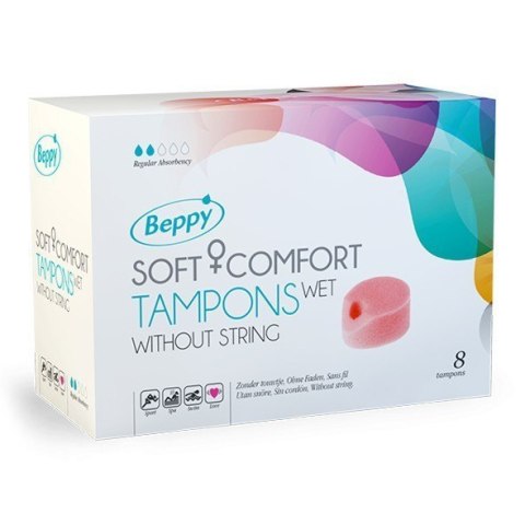 Tampony Beppy bez sznurka – Soft Comfort Wet (8 szt.)