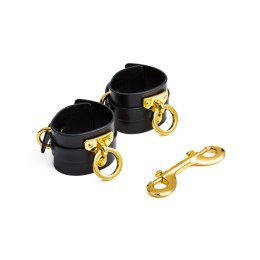 Skórzane kajdanki na ręce ze złotymi okuciami – UPKO Leather Handcuffs