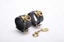 Skórzane kajdanki na ręce ze złotymi okuciami – UPKO Leather Handcuffs