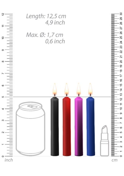 Świece do masażu erotycznego BDSM 4 szt. – Ouch! Teasing Wax Candles Mixed Colors Świece do masażu erotycznego BDSM 4 szt. – Ouch! Teasing Wax Candles Mixed Colors
