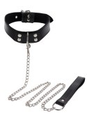 Obróżka Ze Smyczą Elegant Collar And Chain Leash Black Taboom