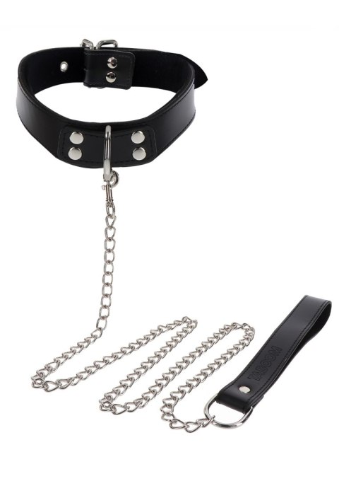 Obróżka Ze Smyczą Elegant Collar And Chain Leash Black Taboom
