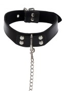 Obróżka Ze Smyczą Elegant Collar And Chain Leash Black Taboom