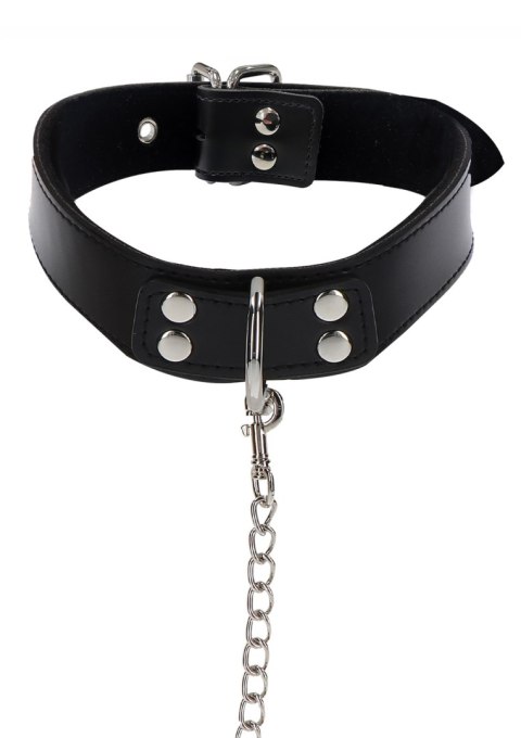 Obróżka Ze Smyczą Elegant Collar And Chain Leash Black Taboom