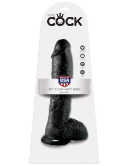 10' Cock With Balls Black Dildo Z Jądrami Czarne 25 Cm King Cock