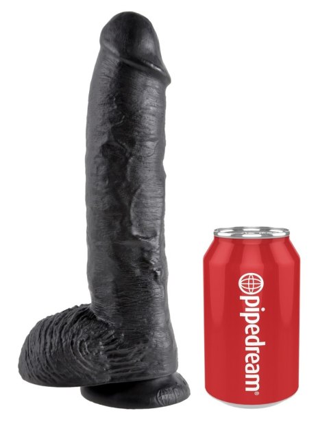 10' Cock With Balls Black Dildo Z Jądrami Czarne 25 Cm King Cock