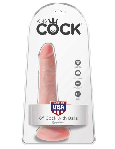 6' Cock With Balls Flesh Dildo Z Jądrami Cieliste 15Cm King Cock