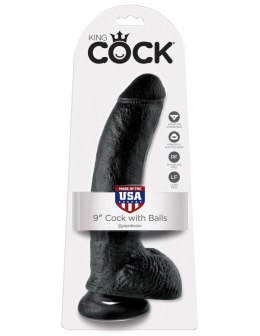 9' Cock With Balls Black Dildo Z Jądrami Czarne 23Cm King Cock